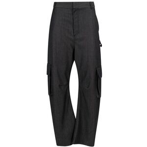 Balenciaga Women Barrel Leg Wool Cargo Pants